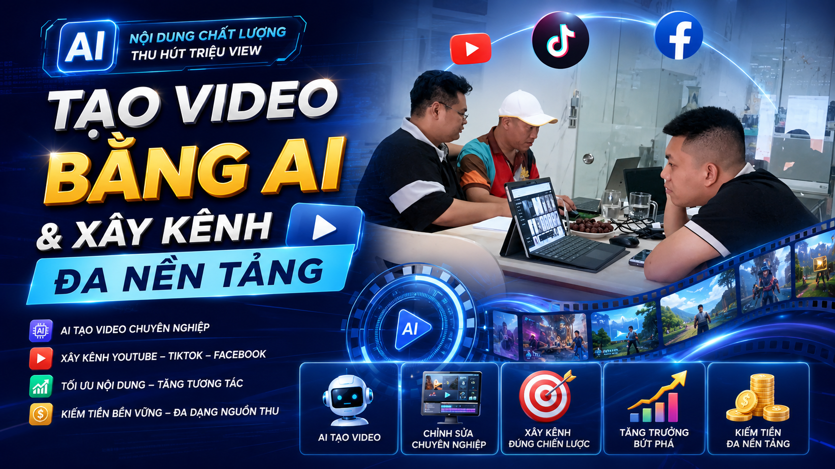 Tạo Video Bằng AI & Xây Kênh Đa Nền Tảng